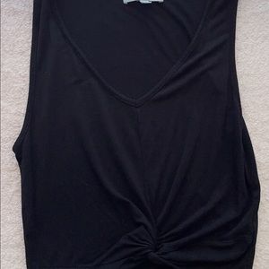 Small Gaze Black Crop Twisted Crop Top